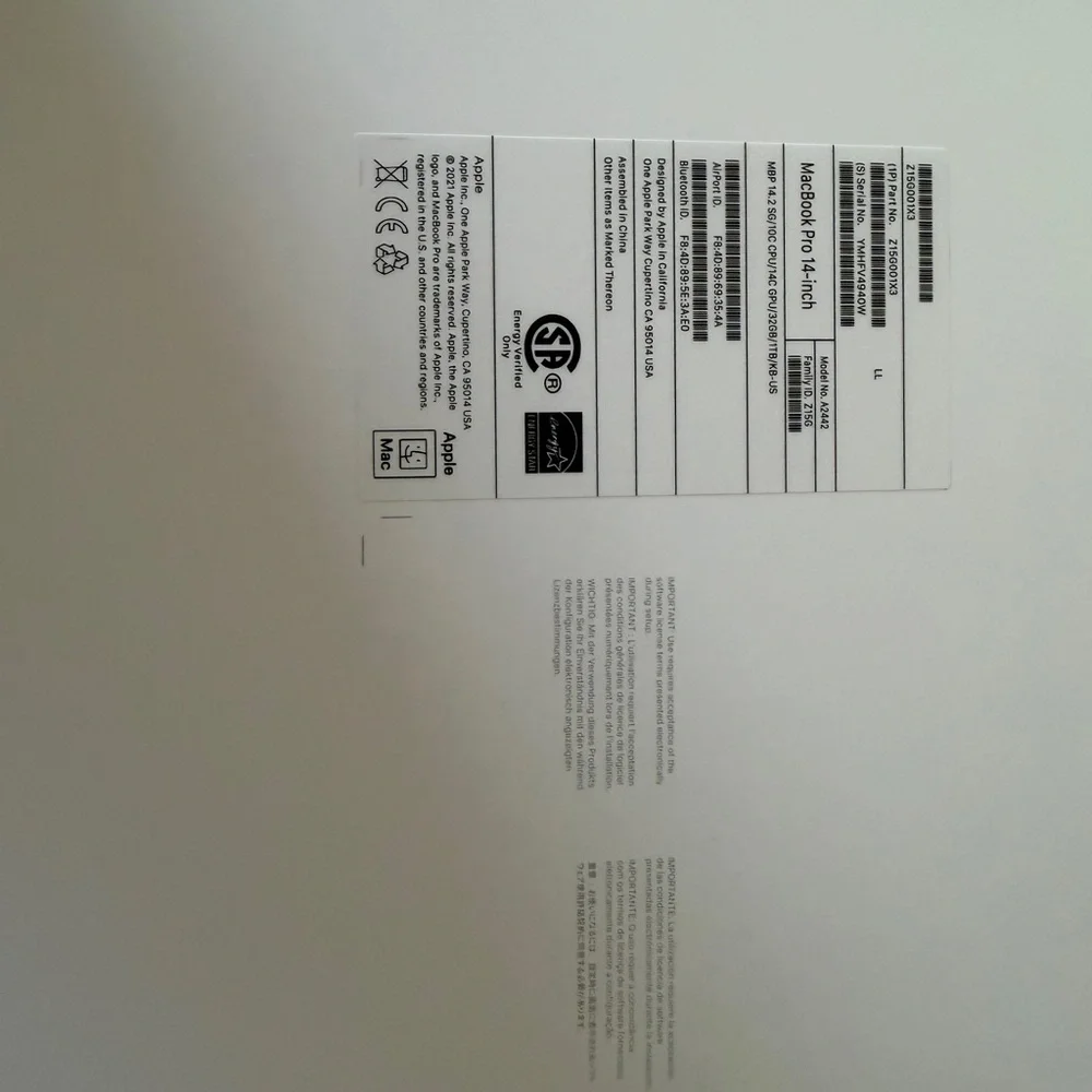 2021 M1 Apple MacBook Pro 10C CPU/14C GPU/1 TB